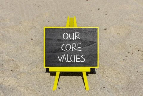 Our core values words symbol. Concept words Our core values on beautiful bl.. Stock Photos