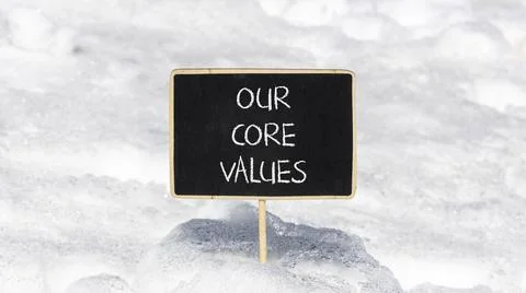 Our core values words symbol. Concept words Our core values on beautiful bl.. Stock Photos