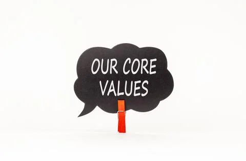 Our core values words symbol. Concept words Our core values on beautiful bl.. Stock Photos