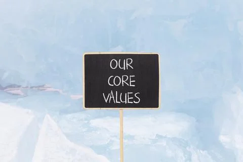 Our core values words symbol. Concept words Our core values on beautiful bl.. Stock Photos