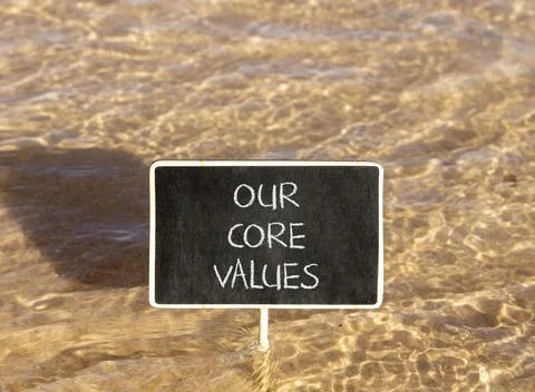Our core values words symbol. Concept words Our core values on beautiful bl.. Stock Photos