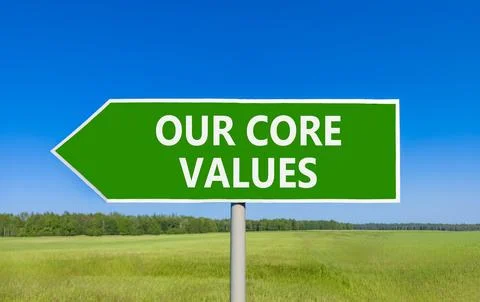 Our core values words symbol. Concept words Our core values on beautiful gr.. Stock Photos