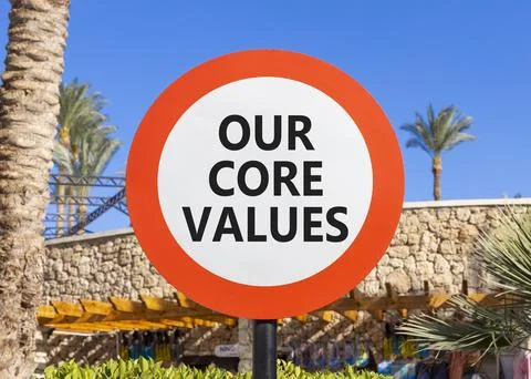 Our core values words symbol. Concept words Our core values on beautiful wh.. Stock Photos
