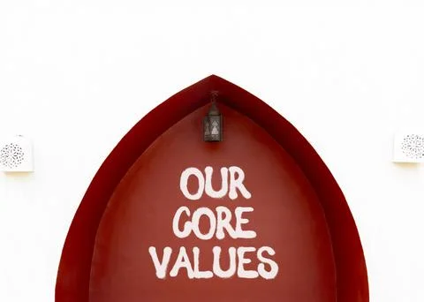 Our core values words symbol. Concept words Our core values on beautiful re.. Stock Photos