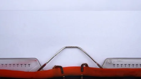 Our Customer - phrase printed on an old typewriter in red letters, close up. Video stock 126644460