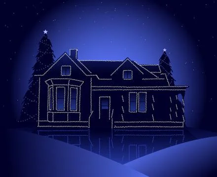 Our house in lights Stock Illustration
