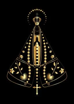 Our lady appeared Black and gold texture, Virgin Mary Immaculate vector isolated Illustrazione stock
