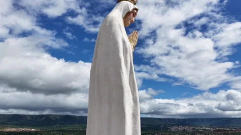 Our Lady Of Fatima Monument. Catholic Shrine. Our Lady Of Fatima Landscape Stock Footage 344256786