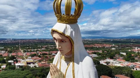 Our Lady Of Fatima Monument. Catholic Shrine. Our Lady Of Fatima Landscape Stock Footage 344539520