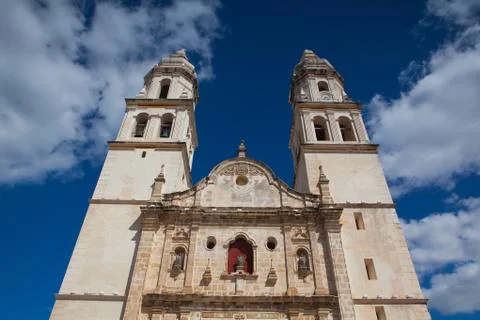 The Our Lady of the Immaculate Conception Cathedral in Campeche, Mexico 库存照片