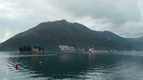 Our Lady of the Rocks and Saint George Island view, Perast, Montenegro Vídeo Stock 337300713