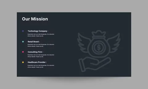 Our Mission Slide Presentation Template Corporate Vision Design Stock Illustration