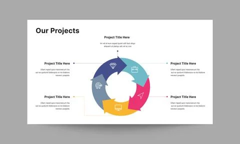Our Projects Slide Presentation Template Business Portfolio Design Stock Illustration