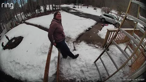 Our Ring Camera Caught My Husband Falling Off Our Roof, Maine, USA - 08 Mar 2026 Stock Footage 330555774