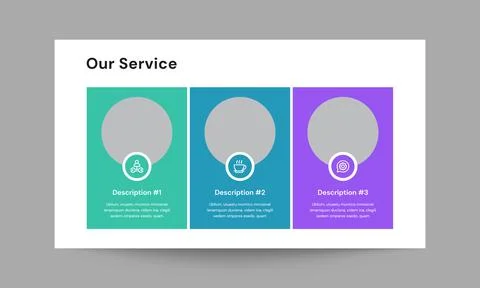 Our Service Slide Presentation Template Modern Corporate Service Overview D.. Illustrazione stock