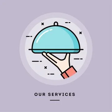 Our services, flat design thin line banner Illustrazione stock