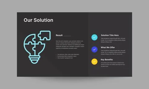 Our Solution Slide Presentation Template Business Problem Solver and Strate.. Stock Illustration