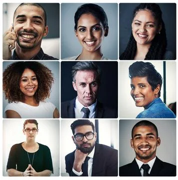 Our strength lies in our differences. Composite portrait of a group of diverse Stock Photos