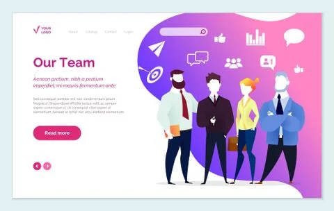 Our Team Presentation of People Working in Company Illustrazione stock