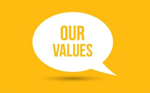 Our values speech bubble vector illustration. Communication speech bubble w.. Illustrazione stock