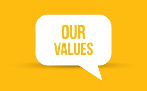 Our values speech bubble vector illustration. Communication speech bubble w.. Illustrazione stock