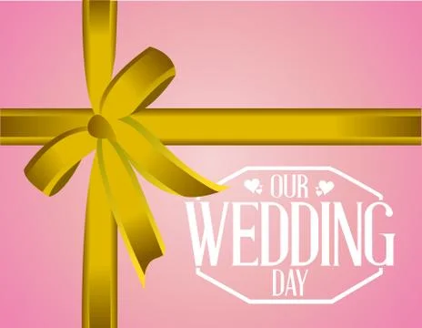 Our wedding day stamp present ribbon illustration Stock Illustration