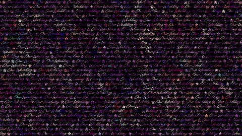Our Wedding. Motion tile. Press wall. Multicolored lettering in the style of the Stock Footage 154206594