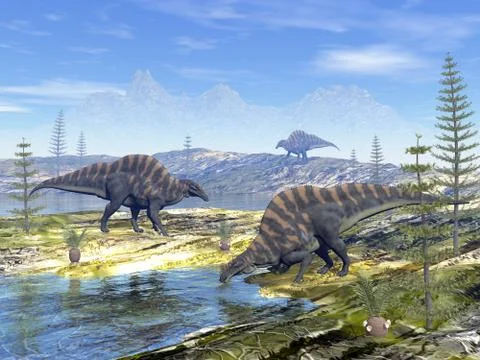 Ouranosaurus dinosaurs - 3D render Stock Illustration