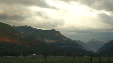 Ouray  Mountains in sunset (pan) Stock Footage 26084121