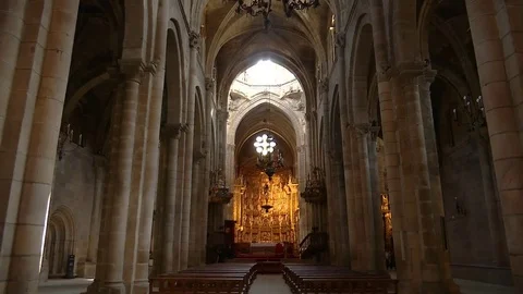 Ourense Cathedral San Martin Inside Stock Footage 79275704