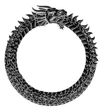 Ouroboros Circle Dragon Eating Circular Tail Stock Illustration