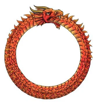 Ouroboros Circle Dragon Eating Circular Tail Stock Illustration