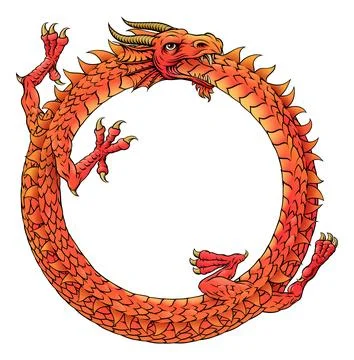 Ouroboros Circle Dragon Eating Circular Tail Stock Illustration