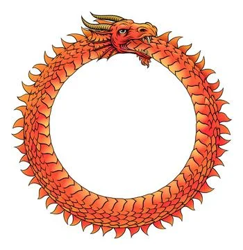 Ouroboros Circle Dragon Eating Circular Tail Stock Illustration