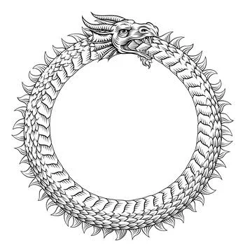 Ouroboros Circle Dragon Eating Circular Tail Stock Illustration