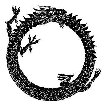 Ouroboros Circle Dragon Eating Circular Tail Stock Illustration