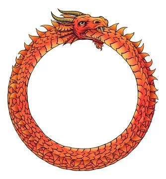Ouroboros Circle Dragon Eating Circular Tail Stock Illustration
