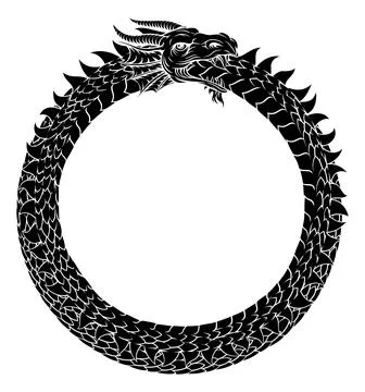 Ouroboros Circle Dragon Eating Circular Tail Stock Illustration