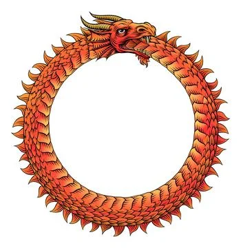 Ouroboros Circle Dragon Eating Circular Tail Stock Illustration