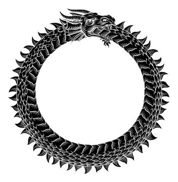 Ouroboros Circle Dragon Eating Circular Tail Stock Illustration