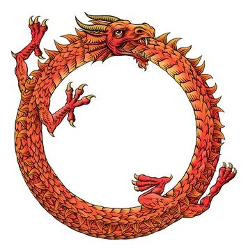 Ouroboros Circle Dragon Eating Circular Tail Stock Illustration