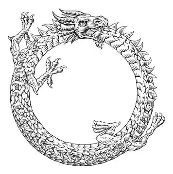 Ouroboros Circle Dragon Eating Circular Tail Stock Illustration