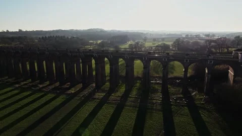 Ouse Valley viaduct at sunset with train Video stock 234329337