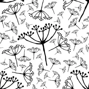 Out of bloom caraway seamless pattern Stock Illustration