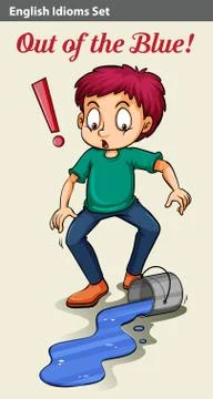 An out of the blue idiom Stock Illustration