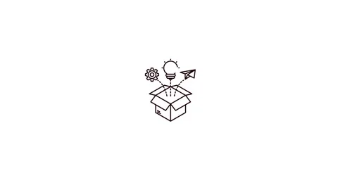 Out Of The Box Creative Lightbulb Line Icon Animation Video stock 346743711