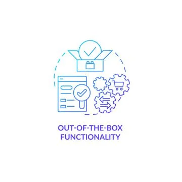 Out of the box functionality blue gradient concept icon Illustrazione stock