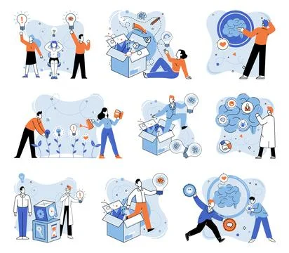 Out of the box idea. Creative minds thrive in ecosystem out-of-the-box thinking 스톡 일러스트