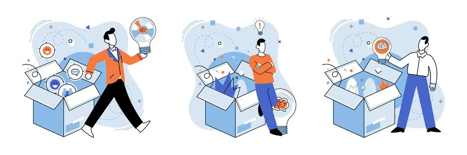 Out of the box idea. Intelligence blossoms through process out-of-the-box イラスト素材