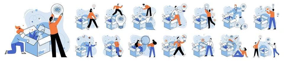 Out of the box idea. Progress in education is fueled by spark out-of-the-box Stock Illustration